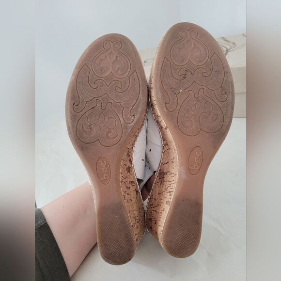 Born Andaya White Leather Slingback Wedge Sandals Size 9 EU 40.5 Summer Spring - Picture 7 of 9